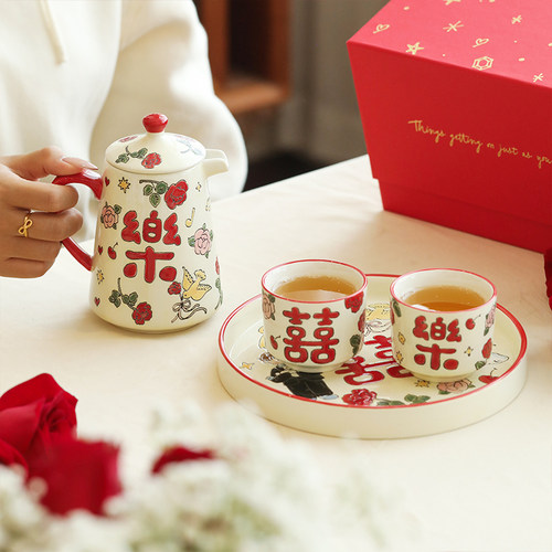 蓝莲花家居釉下彩茶壶水壶茶杯