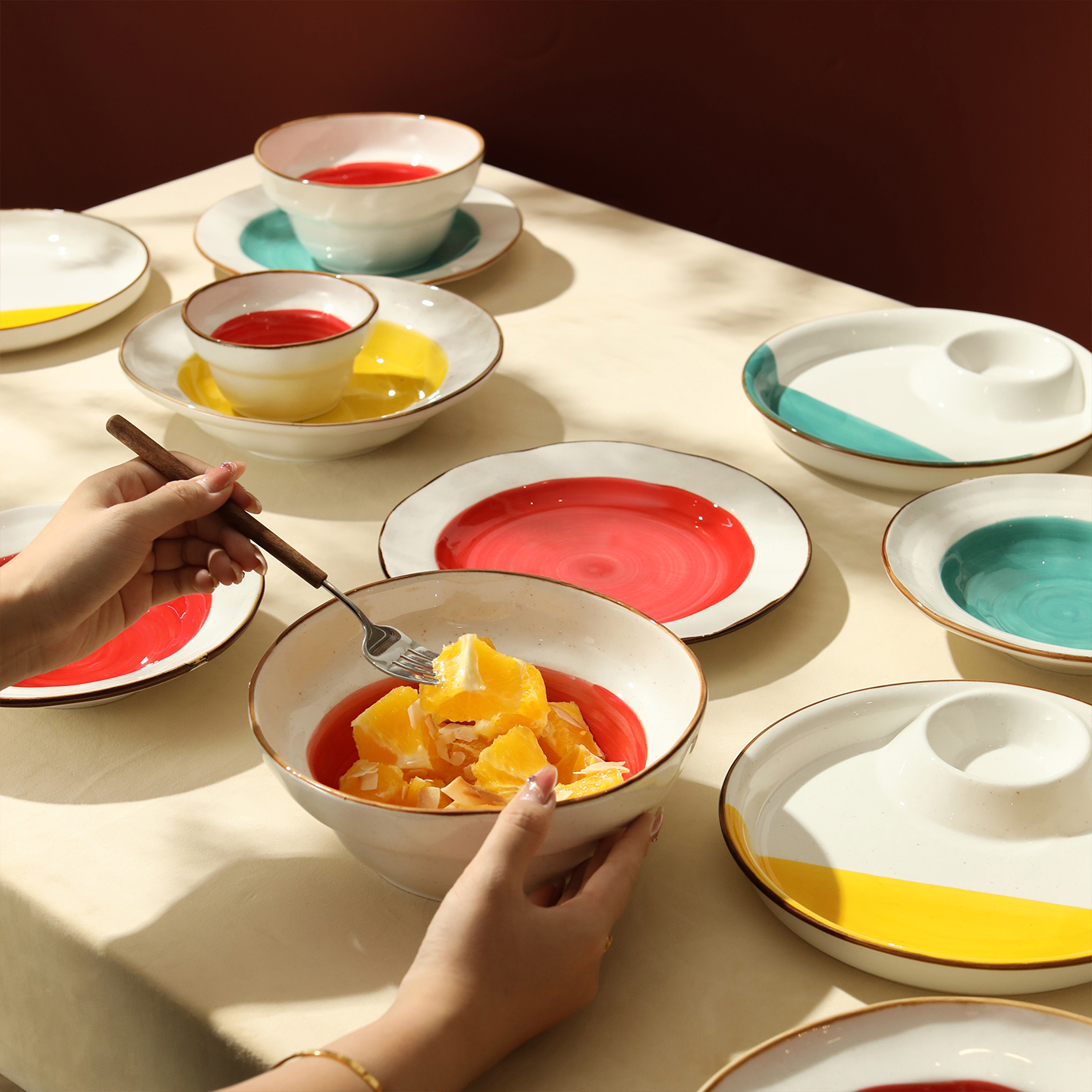 蓝莲花高颜值餐具套装