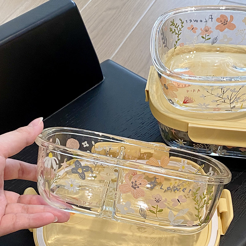 蓝莲花高硼硅玻璃保鲜盒图片