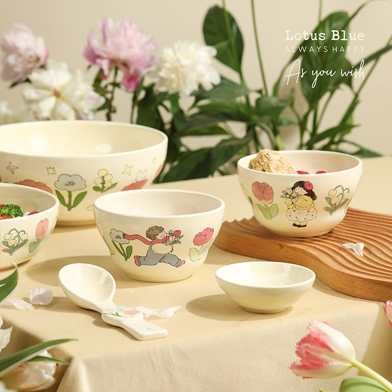 蓝莲花家居葫芦餐具新婚礼物陶瓷碗盘高颜值结婚送新人闺蜜碗碟勺,餐饮具,碗,淘宝优惠券,粉丝福利购,淘宝优惠卷