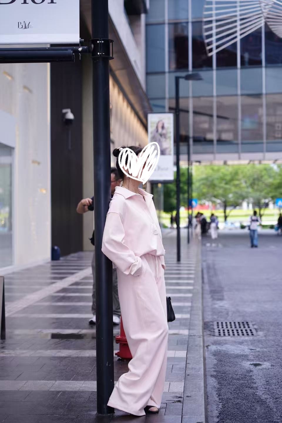樱花粉Polo卫衣套装春秋松弛感阔腿裤两件套显白减龄巨舒服