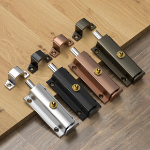 不锈钢加厚门插销明装 房门铝合金自动插销锁木门门拴门扣门 门栓