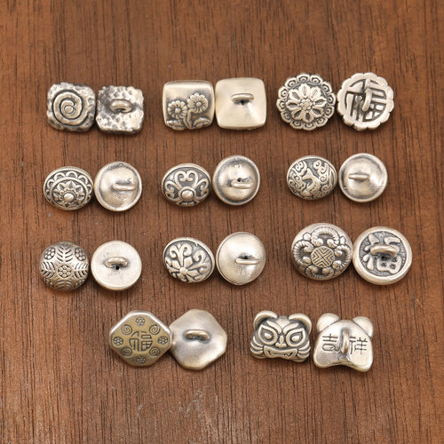 足银S999吉祥福字银扣纽扣袖扣