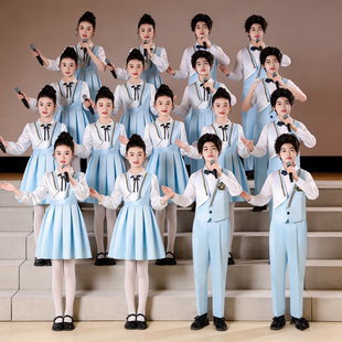 六一儿童合唱演出服学院风蓝色男女童班服诗歌朗诵演讲比赛礼服装