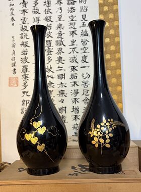 日本回流铜花瓶一对，高冈铜器风格，可单独分开卖