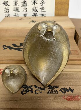 日本回流三枝惣太郎母子猴摆件，人间国宝级金工大师作品