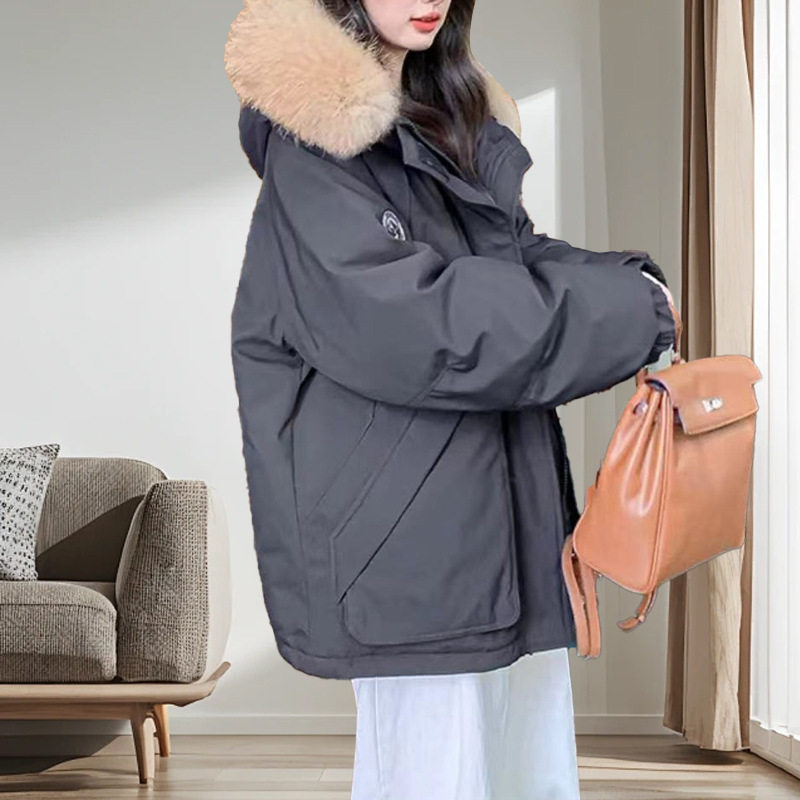 2026新款工装羽绒服女派克服短款学生小个子冬季高端加厚毛领外套