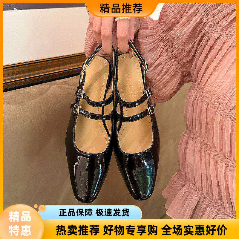 方头百搭复古法式玛丽珍凉奶奶2浅口单鞋