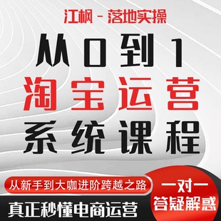 2026江枫电商淘宝开店新手网运营培训教程陪跑指导课程零基础入门