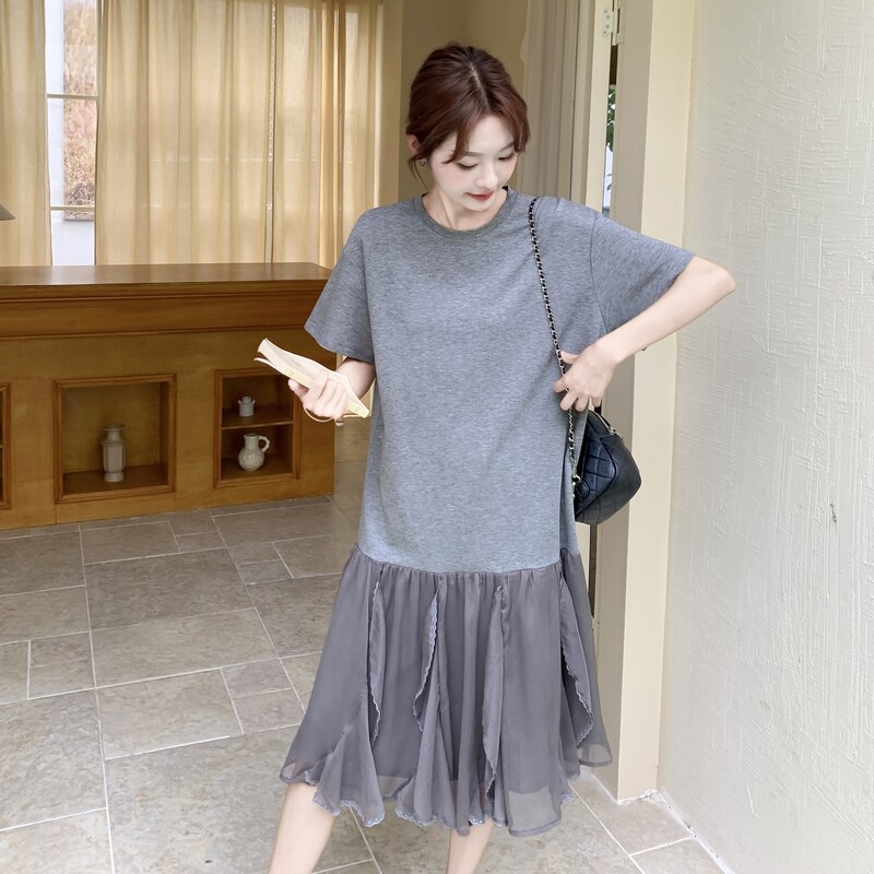出货中灰色拼接纱裙2C198-6083-P145K218,女装连衣裙,2C198