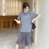 出货中灰色拼接纱裙2C198-6083-P145K218，女装连衣裙，2C198
