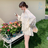 法式复古蕾丝绣花防晒套装女2025夏季新款宽松显瘦上衣短裤两件套，女装套装/套裙，2C198