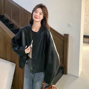 黑色高级感PU皮衣外套女2025春季新款美式小个子又酷又飒夹克上衣图片