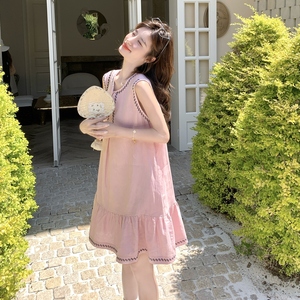 甜美少女风减龄粉色无袖背心连衣裙女夏2025新款小个子裙子超好看图片