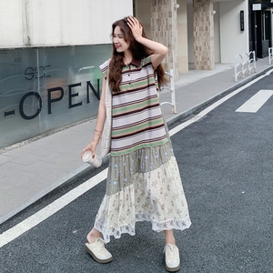 撞色拼接假两件无袖连衣裙女2025年夏季新款设计感甜美减龄背心裙图片