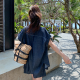 现货做旧擦色轻薄牛仔两件套2C198-6037-P145-K218，女装套装/套裙，2C198