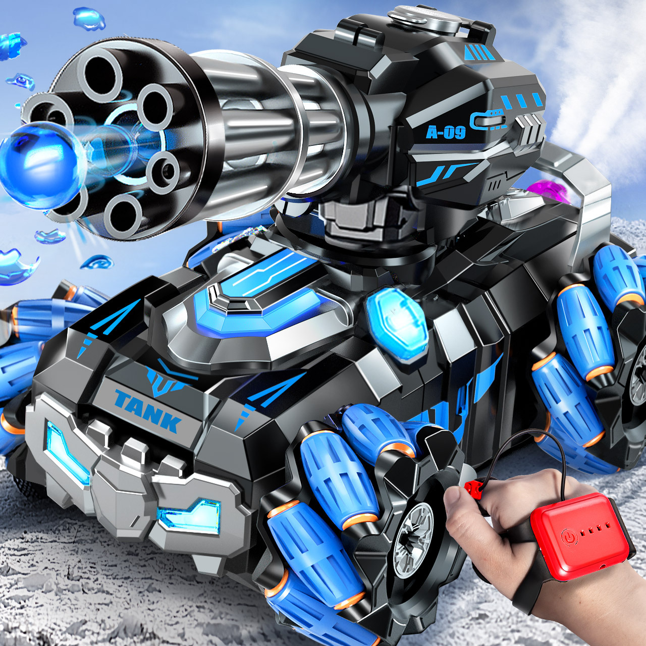 儿童遥控汽车可发射水弹手势感应坦克四驱越野男孩玩具车水弹发射