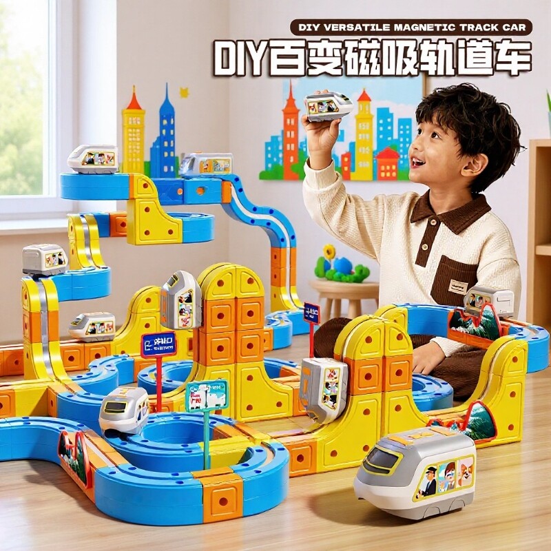 反重力磁力轨道车diy配件3.5cm拼装积木儿童益智磁吸高铁玩具 - 实物图