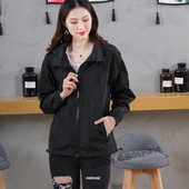 休闲胖mm夹克上衣女装 2024新款 春秋无帽外套女大码 宽松不带帽风衣