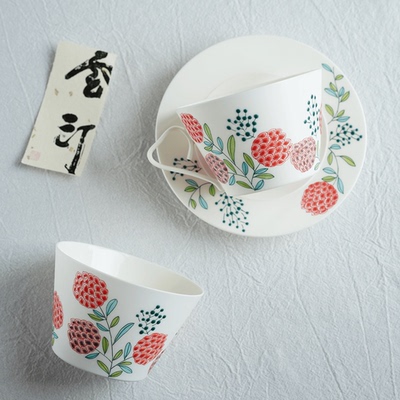 云汀咖啡拉花杯手绘猪口