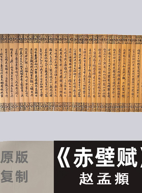 古代竹卷书赵孟頫 《赤壁赋》原版字体中式装饰摆件文人墨客阅读