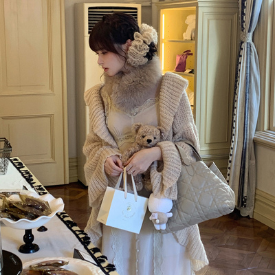 Starry重工蕾丝花边收腰连衣裙