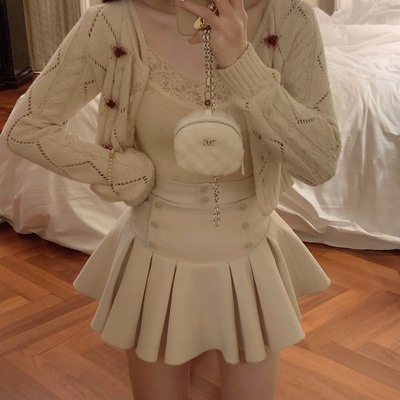 显瘦高腰A字荷叶边日系甜美裙裤