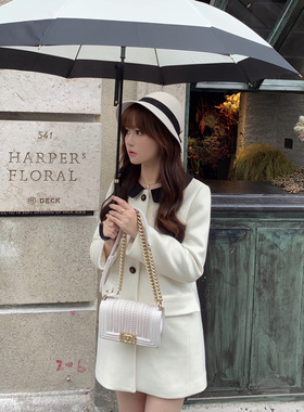 Starry赫本日记/娃娃领羊毛修身大衣 甜美复古千金毛呢妮子外套冬