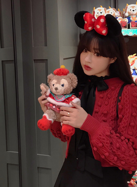 Starry重工蝴蝶结毛球开衫 手工球球针织棉线毛衣 甜美针织上衣春