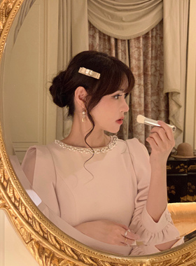 Starry失恋巧克力职人/重工珍珠收腰千金感连衣裙 日系甜美包臀裙