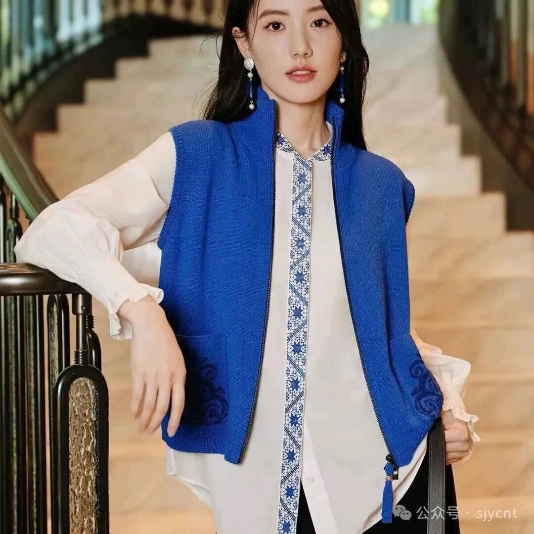 针织马甲 立领双头拉链亮丝细闪简约时尚休闲百搭麻花纹 马甲0.31