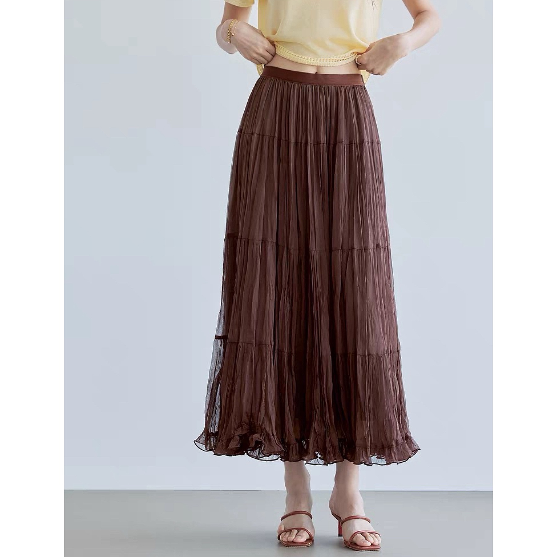 松紧腰网纱仙女气质百搭半身裙