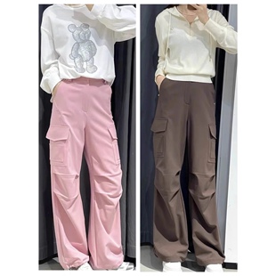 工装裤 时尚新款钩扣半松紧腰裤脚抽绳设计甜美运动风 休闲裤0.67