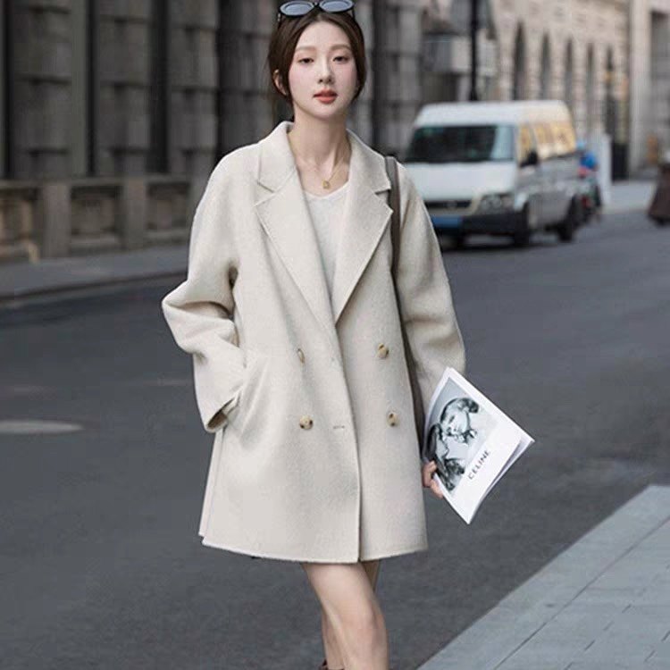 双面呢外套 高端新品气质西装领双排扣中长款百搭羊毛呢 大衣1.06,女装/女士精品,毛呢外套,淘宝优惠券,粉丝福利购,淘宝优惠卷