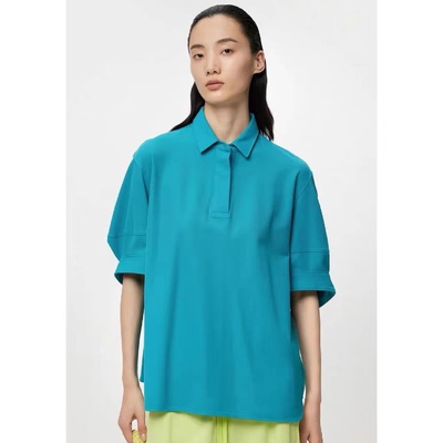 POLO领蝙蝠袖大版纯色休闲短袖T