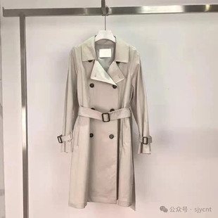 风衣 风衣外套 春秋款 带英伦风中长款 外套0.68 翻领双排扣附腰带袖