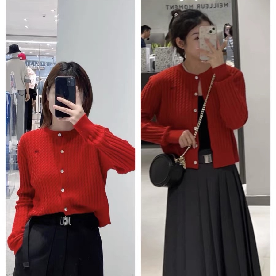 圆领字母刺绣秋冬针织开衫毛衣