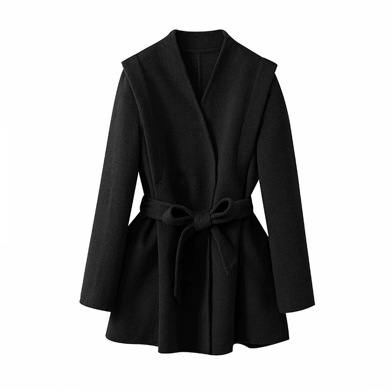V领气质通勤百搭秋冬双面呢大衣