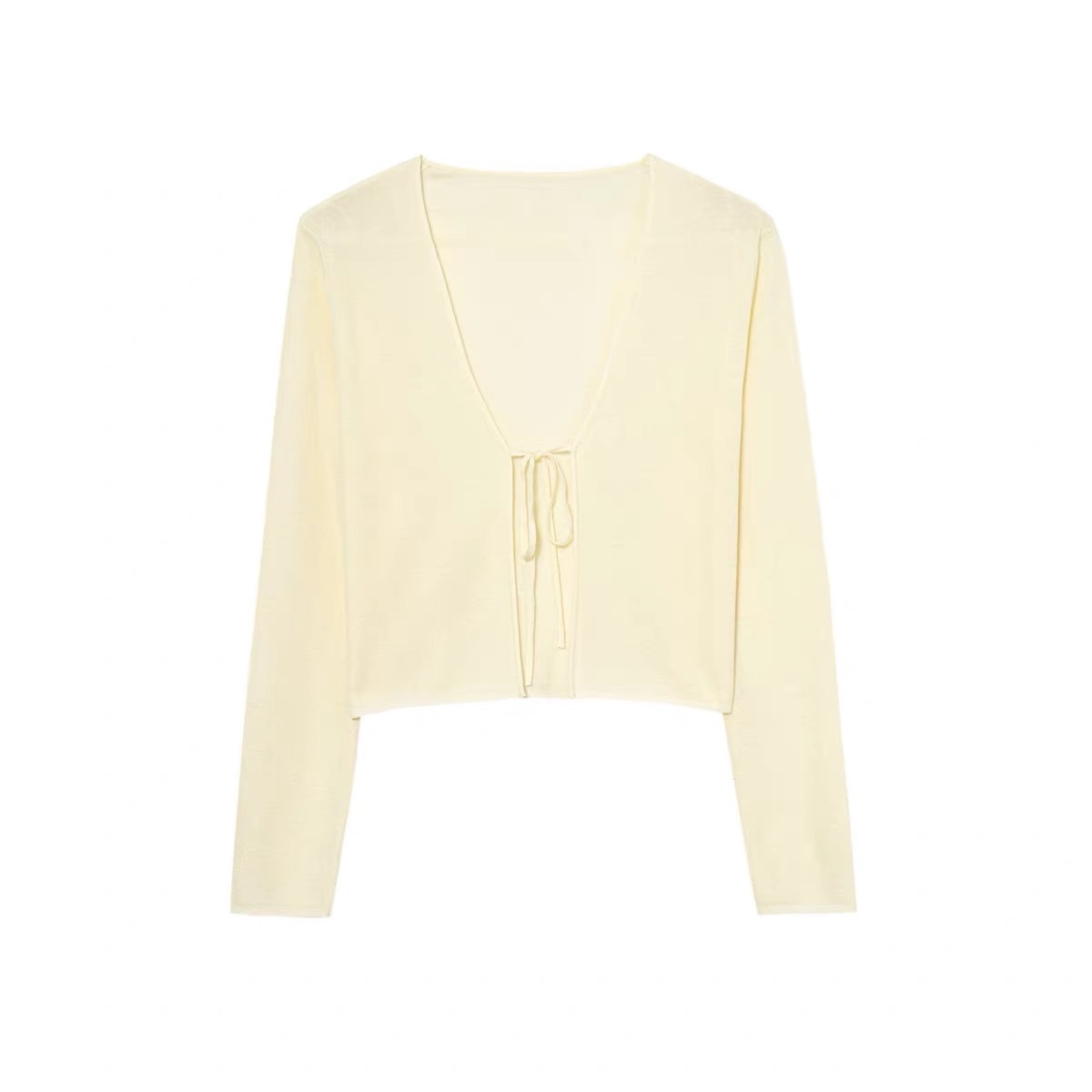 针织开衫 系带设计纯色轻薄款针织开衫时尚气质款短外套 上衣0.16