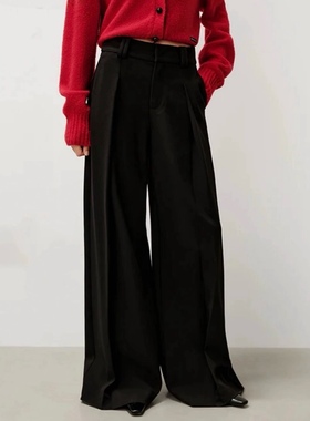 西装裤 钩扣中缝走线OL风垂感面料气质通勤职场百搭直筒 长裤0.79