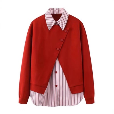 假两件衬衫 时尚新款学院风小众设计宽松显瘦爱心扣叠穿 外套0.52