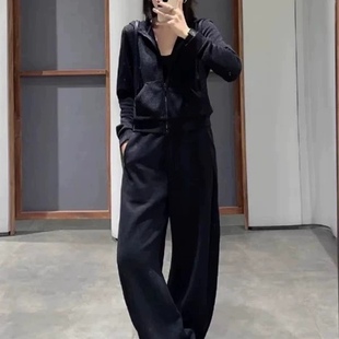 精美细闪套装 两件套 松紧腰休闲长裤 连帽拉链开襟卫衣 1.05 春秋款