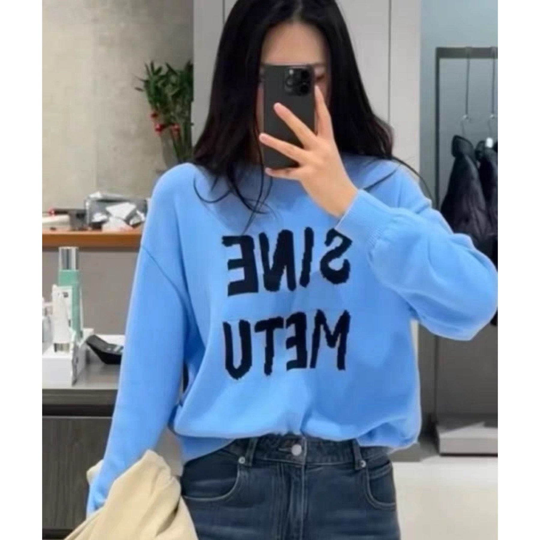 圆领字母混织秋冬简约休闲毛衣