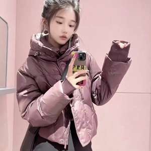 鸭绒羽绒服 秋冬款抽绳连帽拉链口袋宽松休闲百搭面包服 外套0.77