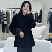 双面呢大衣 大衣1.10 国风秋冬气质毛呢 圆领系带卷边袖 设计新中式