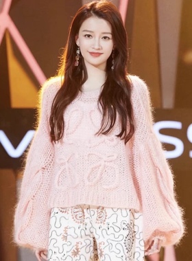 针织衫 时尚新款圆领套头别致立体扭花装饰甜美慵懒百搭 毛衣0.47