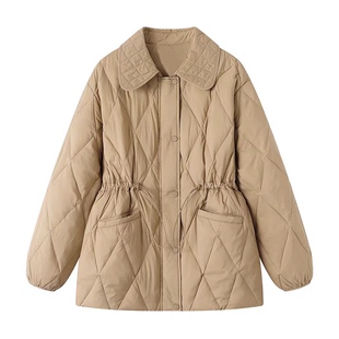 鸭绒羽绒服 翻领菱格走线腰部抽绳收腰显瘦设计保暖百搭 外套0.60