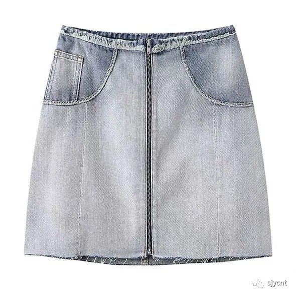 半身裙 时尚新款高腰A字裙拉链设计感牛仔裙包臀裙显瘦短裙女0.26