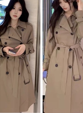 风衣 时尚新款英伦风双排扣腰带收腰气质显瘦百搭中长款 外套0.67