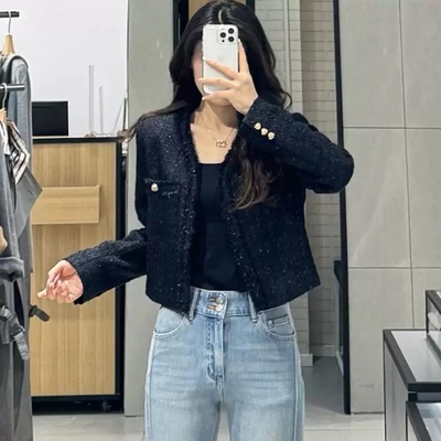 开衫式亮丝春秋小香风气质外套